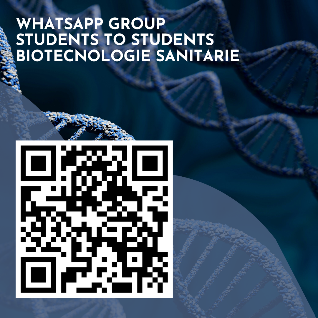QR code per accedere al gruppo WhatsApp students-to-students del corso di laurea in Biotecnologie Sanitarie - Vetsassari