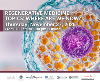 Locandina del seminario online "REGENERATIVE MEDICINE  TOPICS: WHERE ARE WE NOW?"